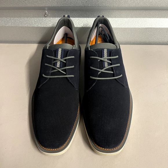 Thomas & Vine Men's Navy Genuine Suede Desmond Round Toe Derby Shoes - 12 - Picture 4 of 10